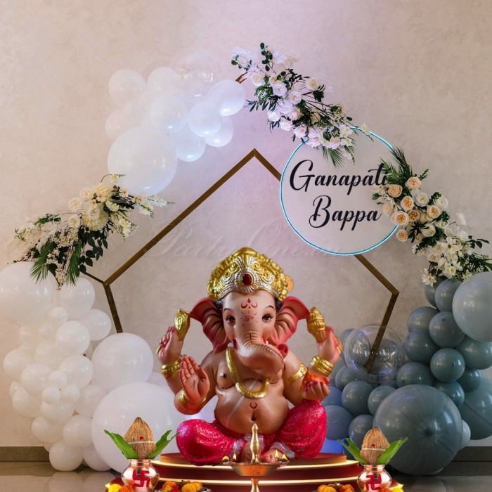 festival decorations Floral and Balloon Ganesha Decoration